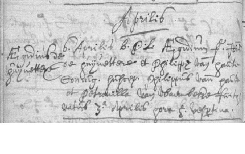 Doopakte Gilles D'huyvetter 6 april 1643