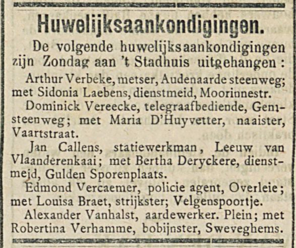 Gazette Van Kortrijk  12-11-1903 